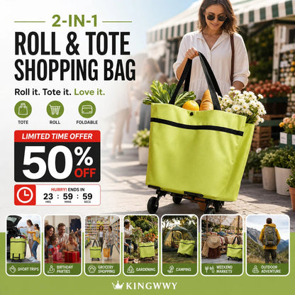 ⏳LAST DAY SALE 🔥2-in-1 Foldable Shopping Trolley Bag with Wheels 🛒