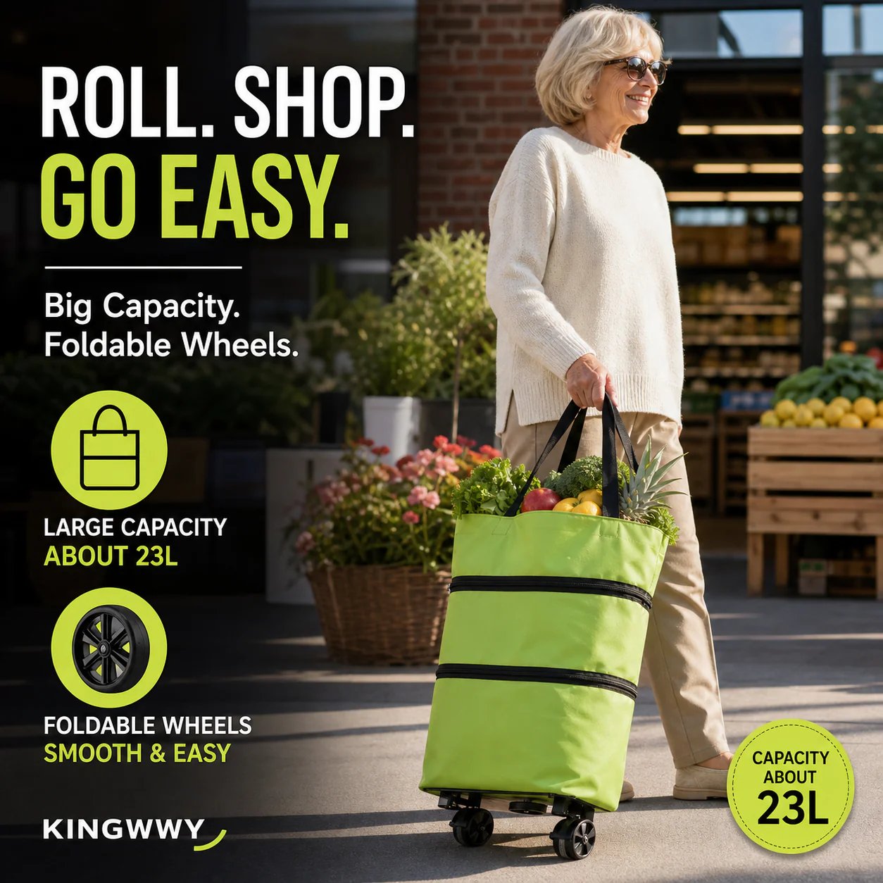 ⏳LAST DAY SALE 🔥2-in-1 Foldable Shopping Trolley Bag with Wheels 🛒