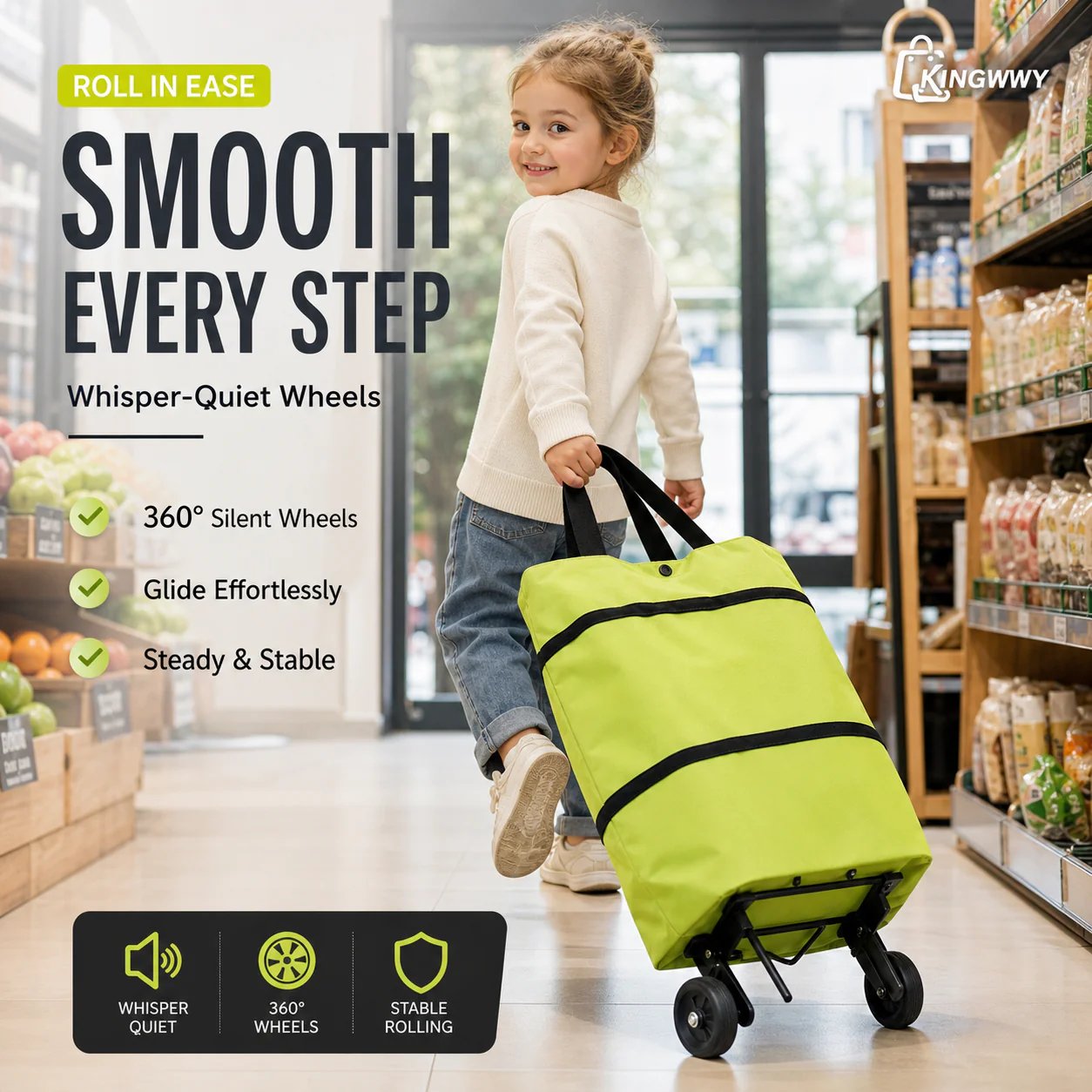 ⏳LAST DAY SALE 🔥2-in-1 Foldable Shopping Trolley Bag with Wheels 🛒